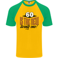 60th Birthday 60 is the New 21 Funny Mens S/S Baseball T-Shirt Gold/Green