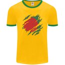 Torn Bangladesh Flag Bangladeshi Day Football Mens Ringer T-Shirt FotL Gold/Green