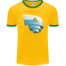 Curled San Marino Flag Sammarinese Day Football Mens Ringer T-Shirt FotL Gold/Green