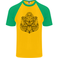 Anchor Skull Sailor Sailing Captain Pirate Ship Mens S/S Baseball T-Shirt Gold/Green