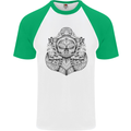 Anchor Skull Sailor Sailing Captain Pirate Ship Mens S/S Baseball T-Shirt White/Green