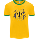 Torn Barbados Flag Barbadians Day Football Mens Ringer T-Shirt FotL Gold/Green