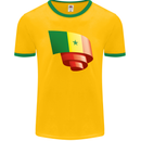 Curled Senegal Flag Senegalese Day Football Mens Ringer T-Shirt FotL Gold/Green