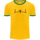 Ballet Dancer ECG Dancing Ballerina Pulse Mens Ringer T-Shirt Gold/Green