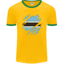 Torn Botswana Flag Batswana Day Football Mens Ringer T-Shirt FotL Gold/Green