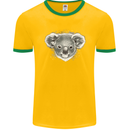 Koala Bear Head Mens Ringer T-Shirt FotL Gold/Green