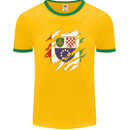 Torn Bosnia and Herzegovina Flag Day Football Mens Ringer T-Shirt FotL Gold/Green