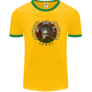 Welsh Bodybuilding Flag Gym Training Wales Mens Ringer T-Shirt FotL Gold/Green