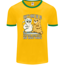 An Owl & Cat Book Reading Bookworm Mens Ringer T-Shirt FotL Gold/Green