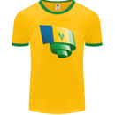 Curled Saint Vincent and Grenadines Flag Football Mens Ringer T-Shirt FotL Gold/Green