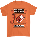 Groom New Level Unlocked Funny Marriage Mens T-Shirt 100% Cotton Orange