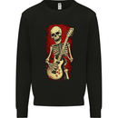Guitar Playing Skeleton Rock Music Skull Mens Sweatshirt Jumper Black