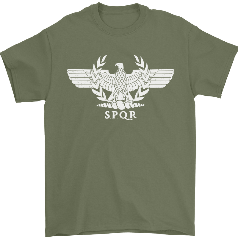 Gym SPQR Training Bodybuilding Mens T-Shirt 100% Cotton Military Green