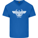 Gym SPQR Training Bodybuilding Mens V-Neck Cotton T-Shirt Royal Blue