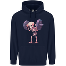 Gym Skeleton Bodybuilding Training Top Mens 80% Cotton Hoodie Navy Blue