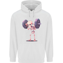 Gym Skeleton Bodybuilding Training Top Mens 80% Cotton Hoodie White