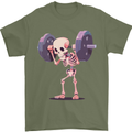 Gym Skeleton Bodybuilding Training Top Mens T-Shirt 100% Cotton Military Green