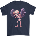 Gym Skeleton Bodybuilding Training Top Mens T-Shirt 100% Cotton Navy Blue