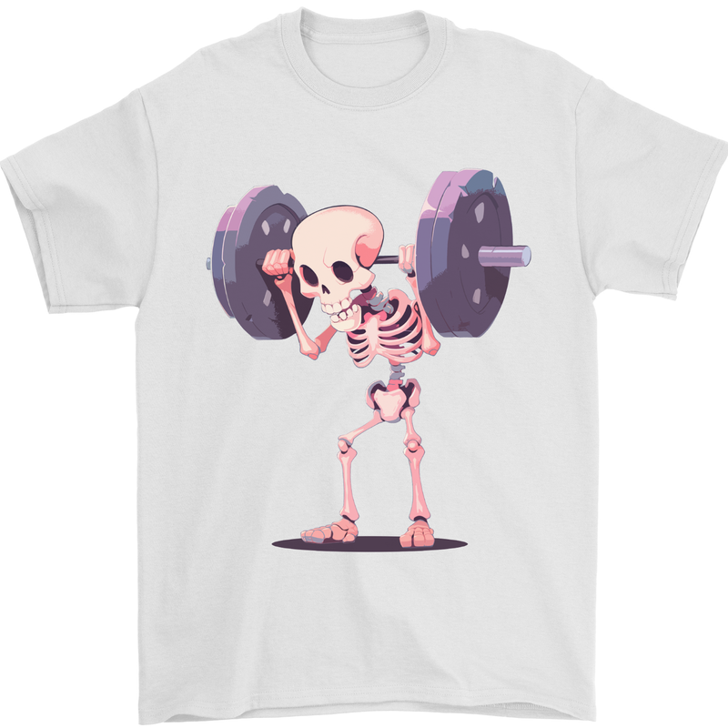 Gym Skeleton Bodybuilding Training Top Mens T-Shirt 100% Cotton White
