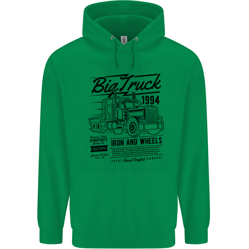 HGV Driver Big Truck Lorry Childrens Kids Hoodie Irish Green