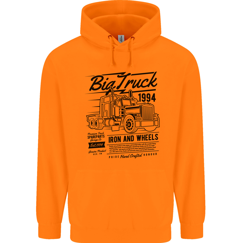 HGV Driver Big Truck Lorry Childrens Kids Hoodie Orange