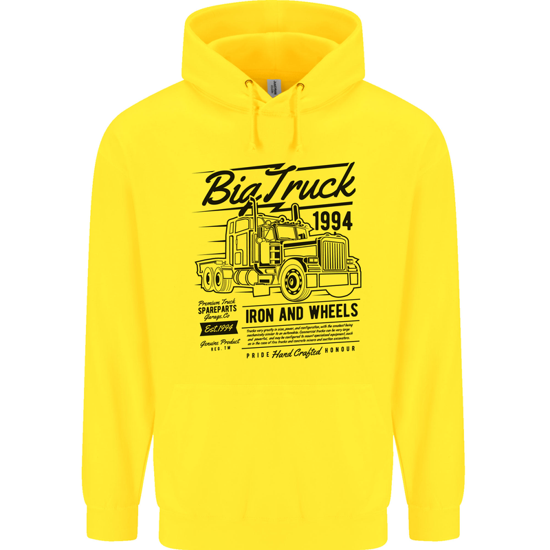 HGV Driver Big Truck Lorry Childrens Kids Hoodie Yellow