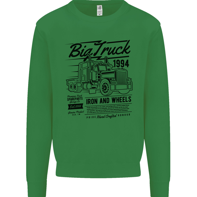 HGV Driver Big Truck Lorry Kids Sweatshirt Jumper Irish Green