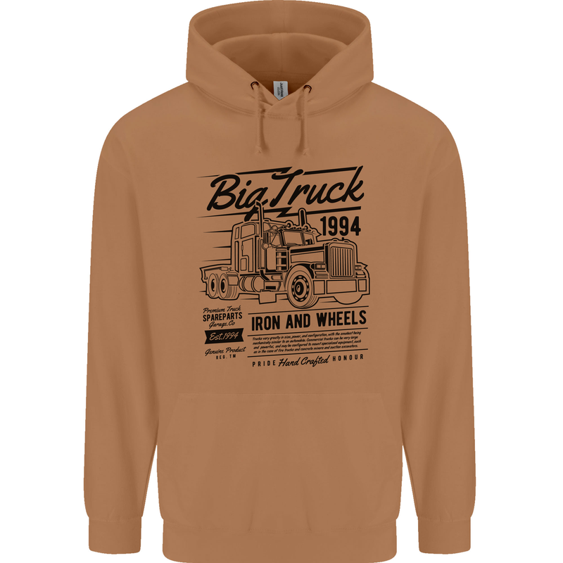 HGV Driver Big Truck Lorry Mens 80% Cotton Hoodie Caramel Latte