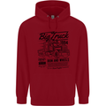 HGV Driver Big Truck Lorry Mens 80% Cotton Hoodie Red