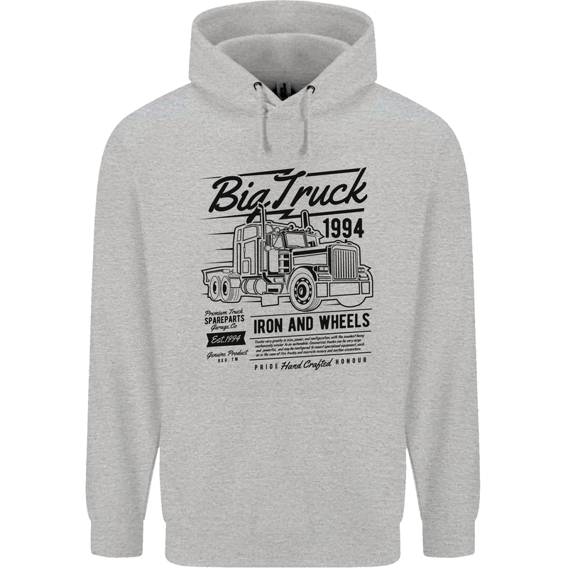 HGV Driver Big Truck Lorry Mens 80% Cotton Hoodie Sports Grey