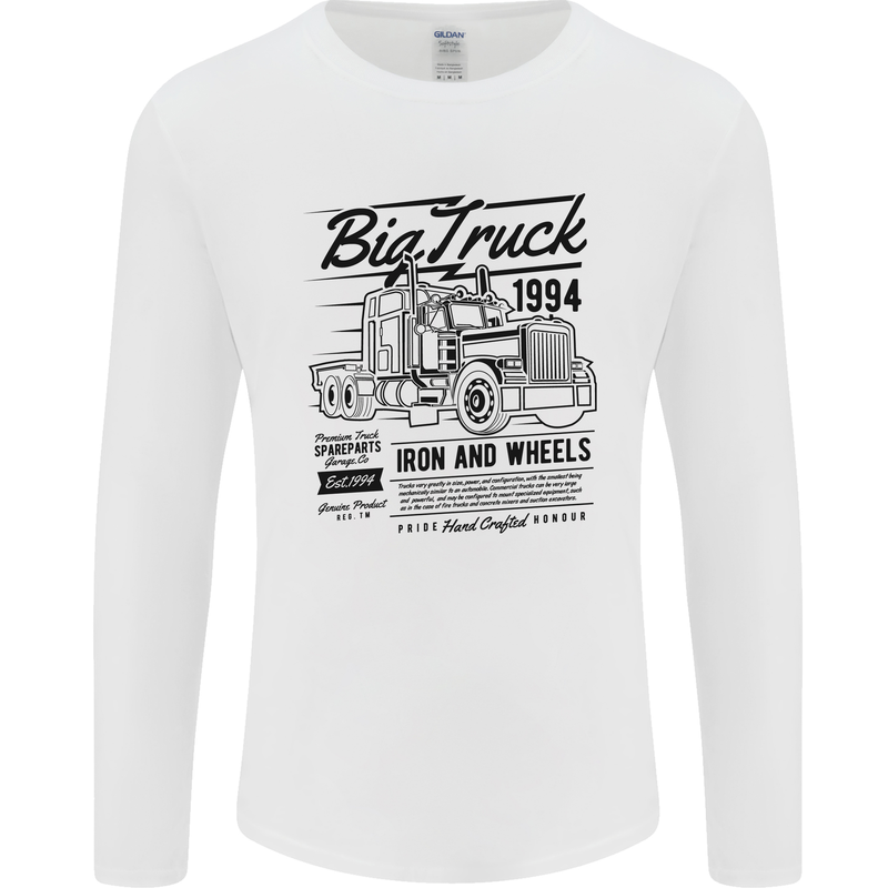 HGV Driver Big Truck Lorry Mens Long Sleeve T-Shirt White