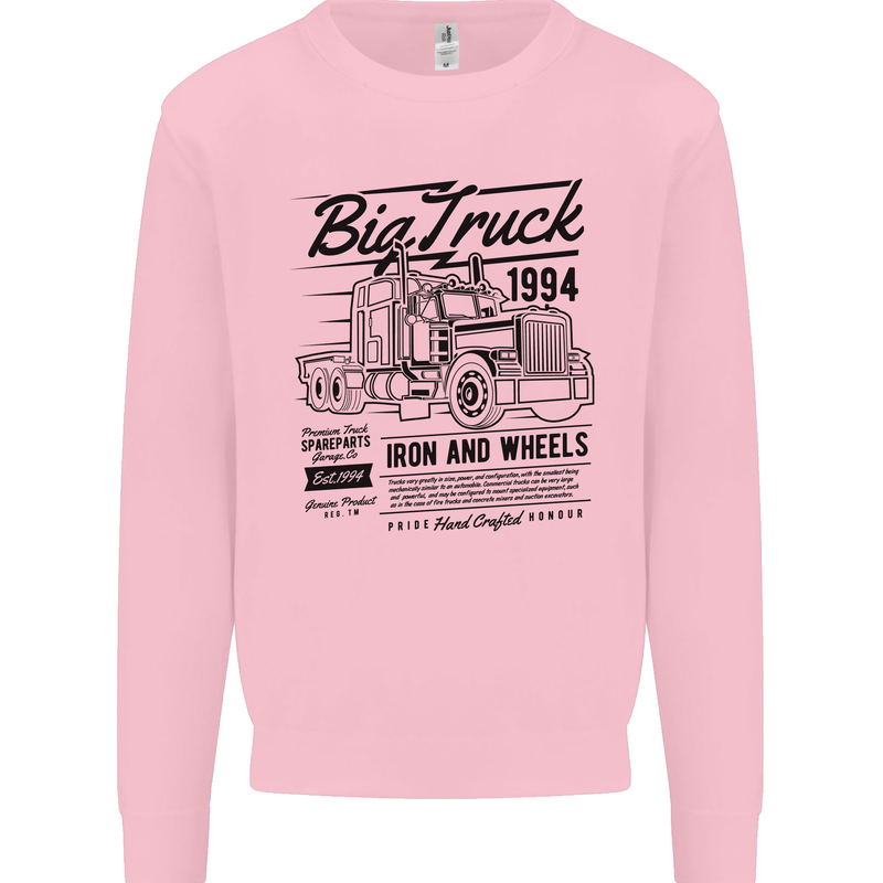 HGV Driver Big Truck Lorry Mens Sweatshirt Jumper Light Pink