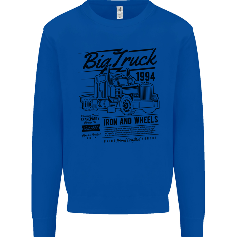 HGV Driver Big Truck Lorry Mens Sweatshirt Jumper Royal Blue