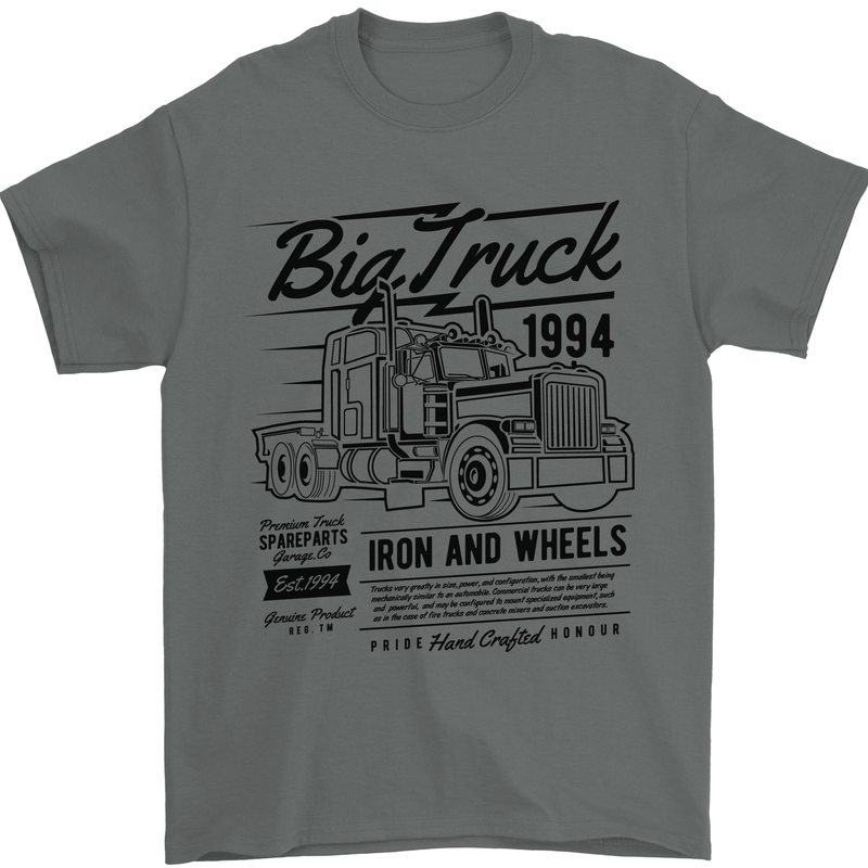HGV Driver Big Truck Lorry Mens T-Shirt 100% Cotton Charcoal