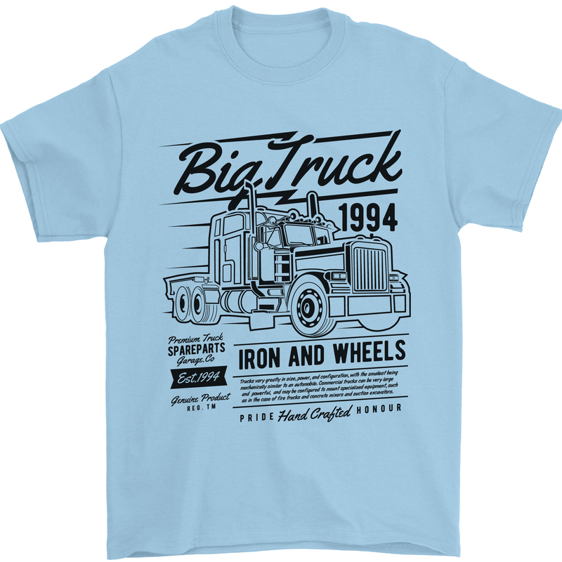 HGV Driver Big Truck Lorry Mens T-Shirt 100% Cotton Light Blue