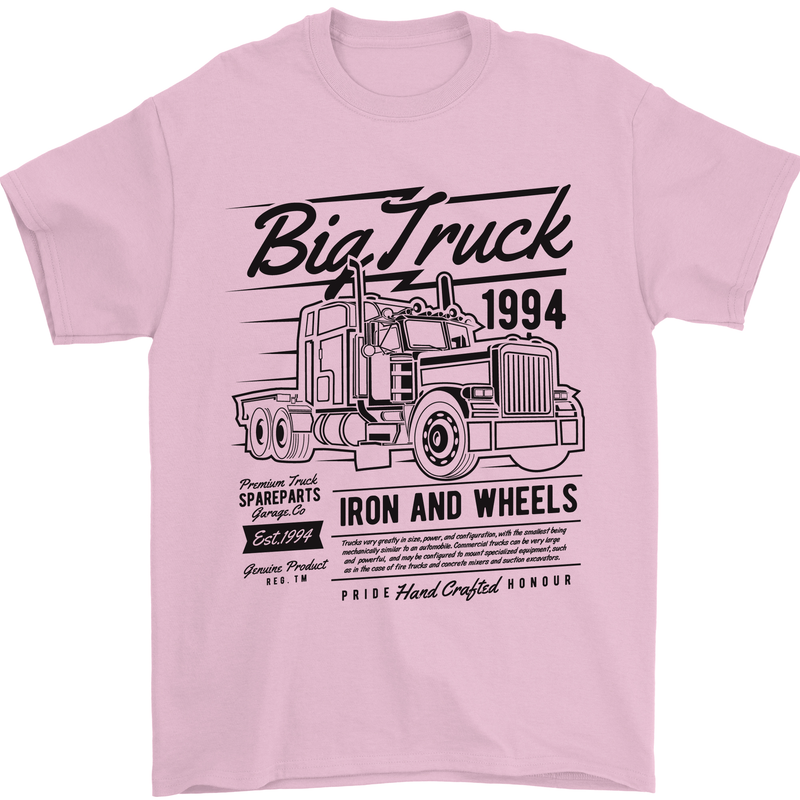HGV Driver Big Truck Lorry Mens T-Shirt 100% Cotton Light Pink