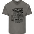 HGV Driver Big Truck Lorry Mens V-Neck Cotton T-Shirt Charcoal
