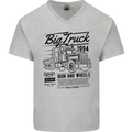 HGV Driver Big Truck Lorry Mens V-Neck Cotton T-Shirt Sports Grey