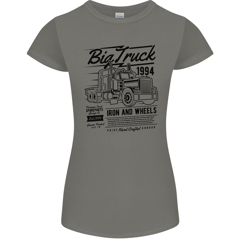 HGV Driver Big Truck Lorry Womens Petite Cut T-Shirt Charcoal