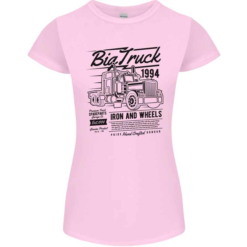 HGV Driver Big Truck Lorry Womens Petite Cut T-Shirt Light Pink