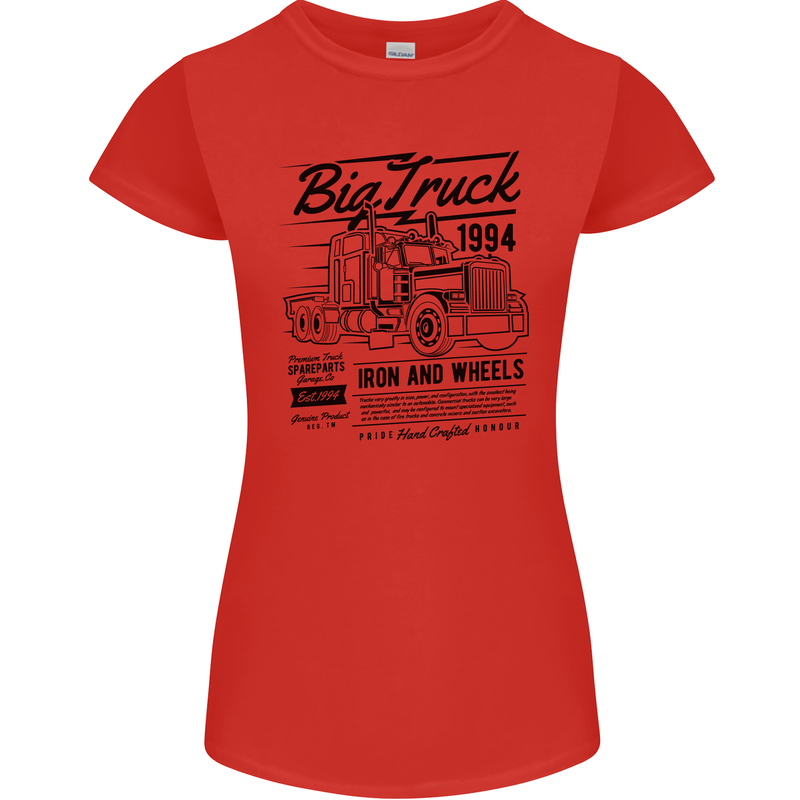 HGV Driver Big Truck Lorry Womens Petite Cut T-Shirt Red