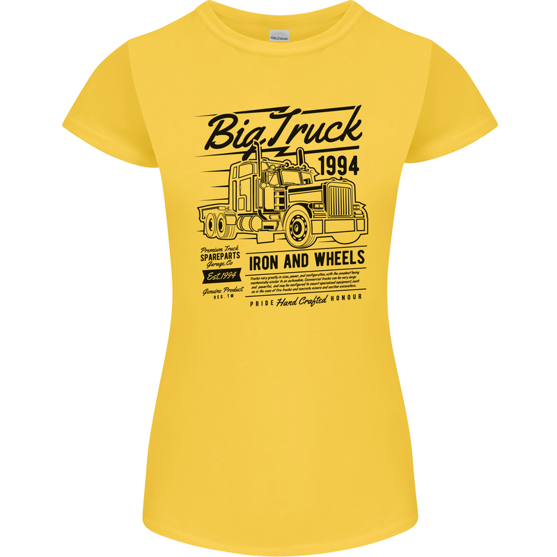 HGV Driver Big Truck Lorry Womens Petite Cut T-Shirt Yellow