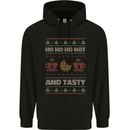 HO HO HO Hot & Tasty Funny Christmas Xmas Mens 80% Cotton Hoodie Black
