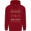 HO HO HO Hot & Tasty Funny Christmas Xmas Mens 80% Cotton Hoodie Red