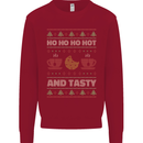 HO HO HO Hot & Tasty Funny Christmas Xmas Mens Sweatshirt Jumper Red
