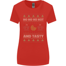 HO HO HO Hot & Tasty Funny Christmas Xmas Womens Wider Cut T-Shirt Red