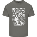 Happiness is Hiking With My Dog Funny Trekking Mens Cotton T-Shirt Tee Top Charcoal