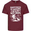 Happiness is Hiking With My Dog Funny Trekking Mens Cotton T-Shirt Tee Top Maroon