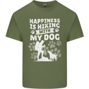 Happiness is Hiking With My Dog Funny Trekking Mens Cotton T-Shirt Tee Top Military Green