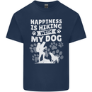 Happiness is Hiking With My Dog Funny Trekking Mens Cotton T-Shirt Tee Top Navy Blue